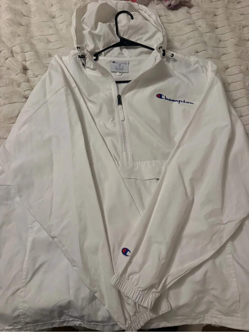 Champion White Men’s Swim Rash Guard Pullover with Hood